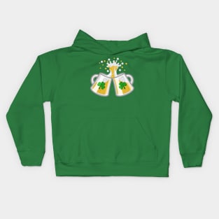 Funny Saint Patricks Day Shamrock and Beer Drinking Kids Hoodie